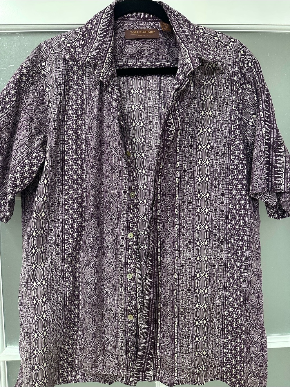 Tori Richard Men’s Short-Sleeve Button-Down Shirt - Purple Pattern